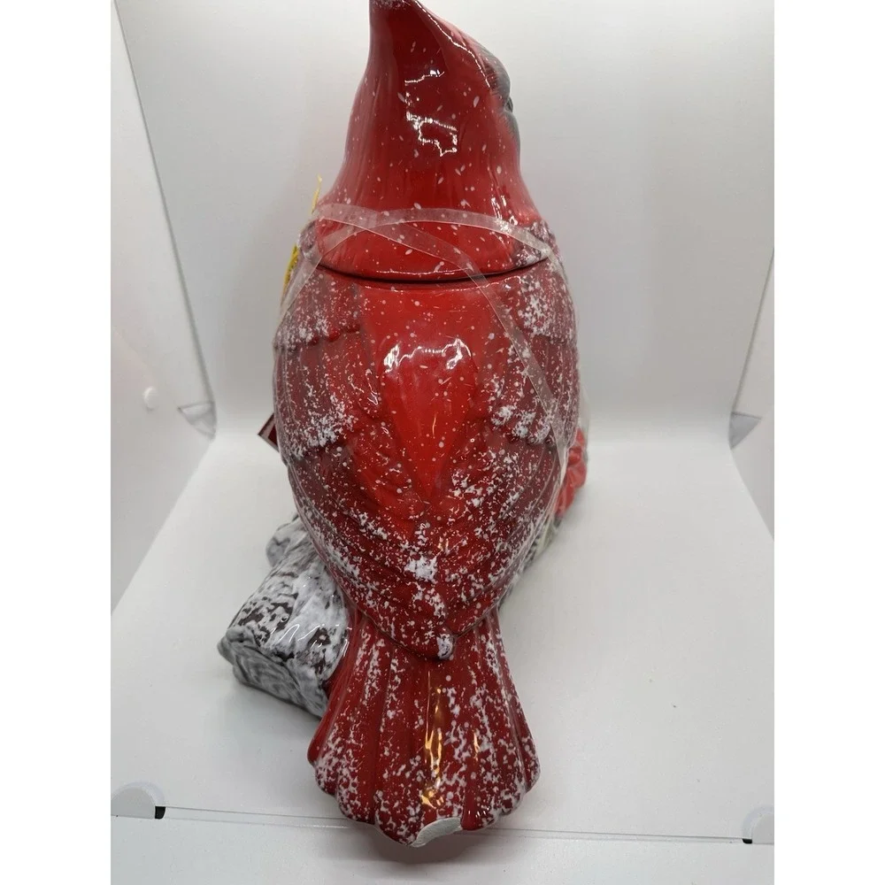 Large Cardinal Cookie Jar Ceramic Winter Holiday Decor Global Design Connections